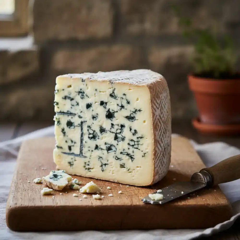 Blue veined artisan cheese