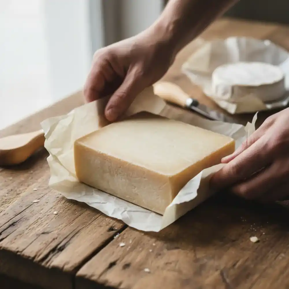 Wrapping cheese in special paper