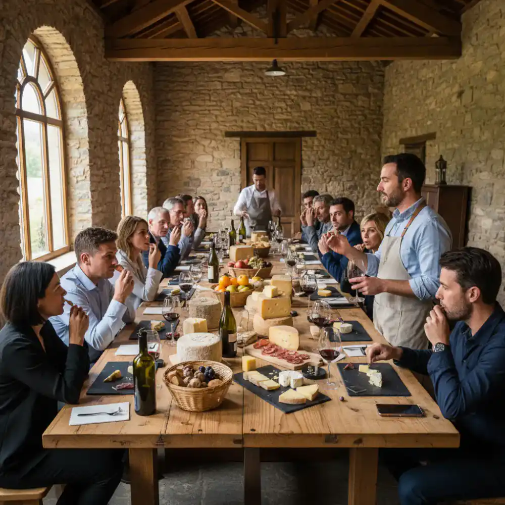 A lively cheese and wine pairing class