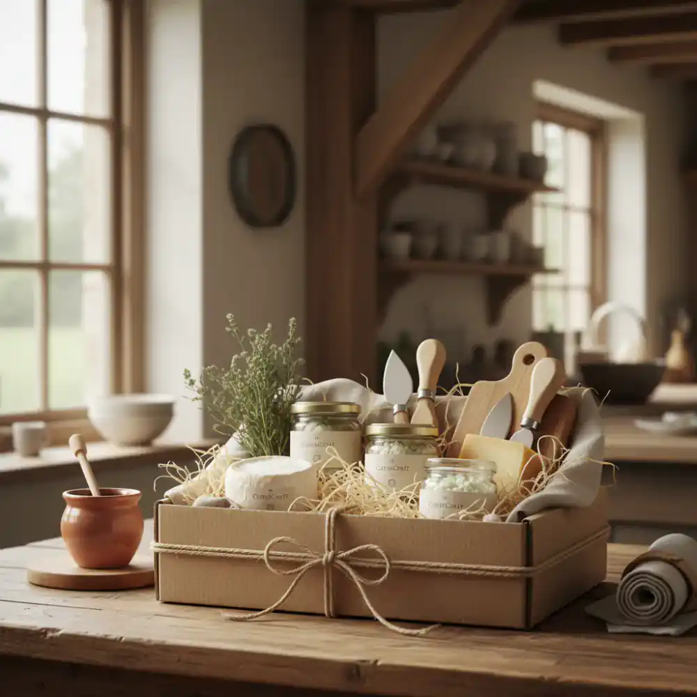 A beautifully packed CurdCraft subscription box
