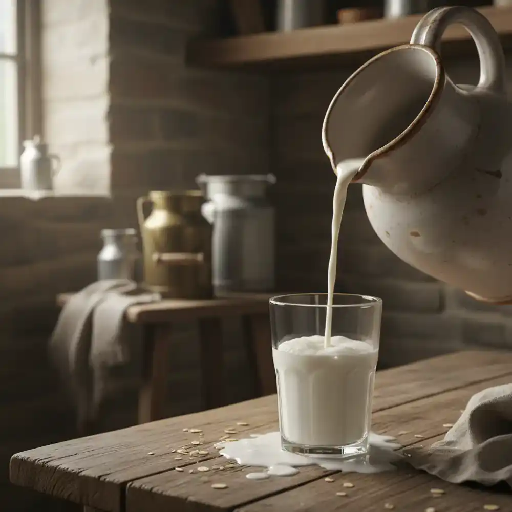 Pouring fresh milk