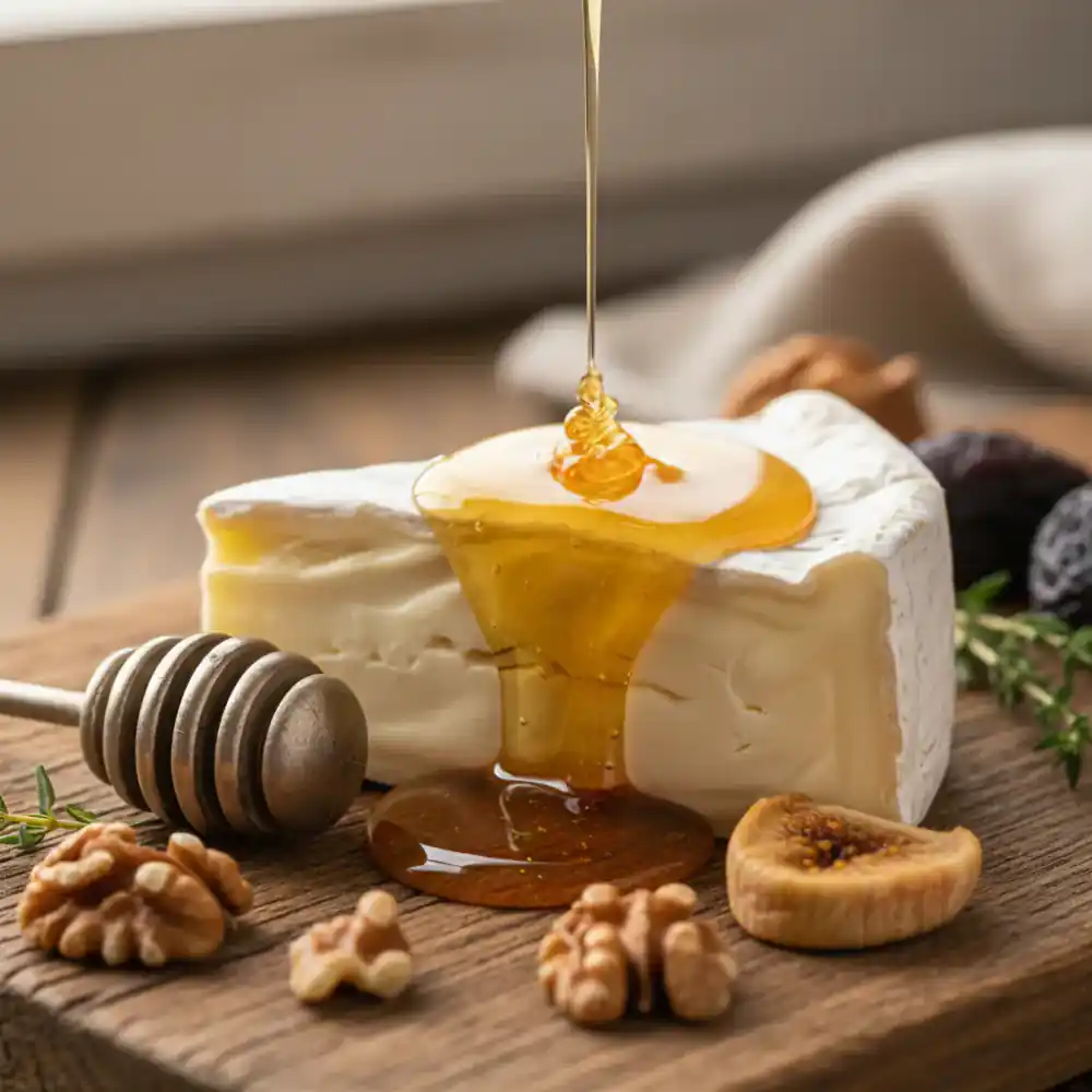 Honey drizzled on brie