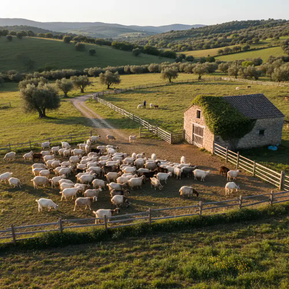 Goat herd on an organic farm