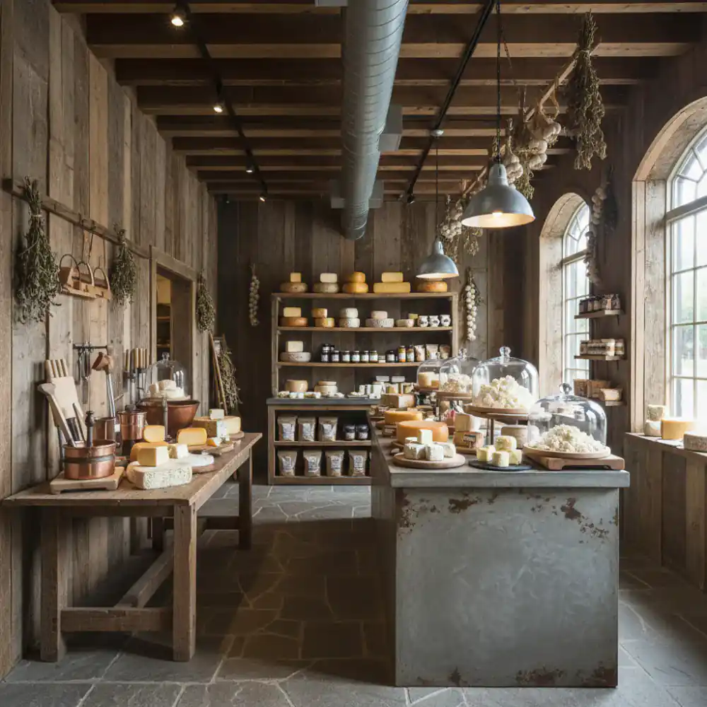 Artisan cheese board close up with premium dairy products