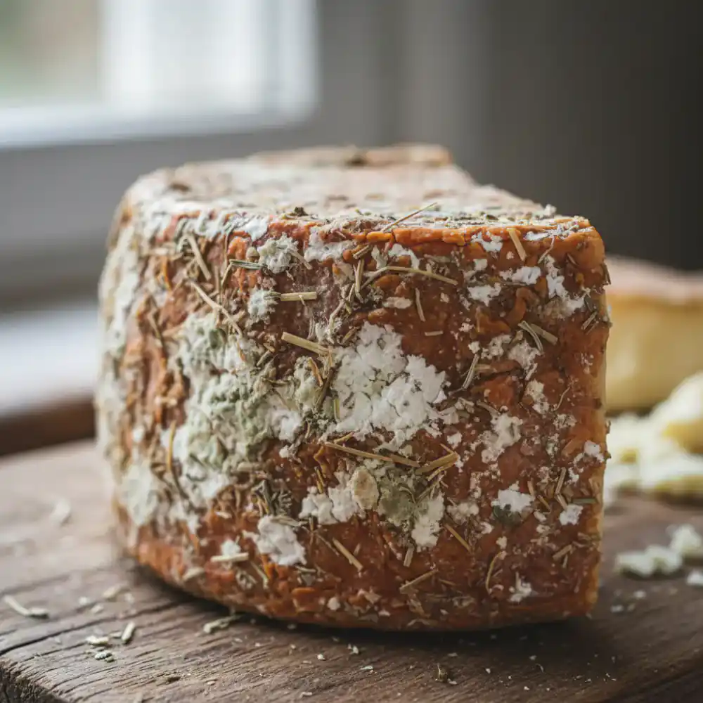 Detailed shot of cheese rind